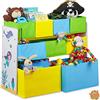 relaxdays Scaffale Porta Giochi con 9 Scatole di Stoffa, Immagine di Una Sirena, Organizer 66 x 82,5 x 29,5 cm, Colorato