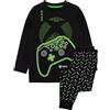 Xbox Pigiama Ragazzi Bambini Black Green Manica Lunga T-Shirt & Legging Gamer PJ 9-10 Anni