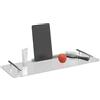 Relaxdays Mensola per Vasca da Bagno, Vassoio in Acrilico, LxP 68x23 cm, Tavola con Supporto per Tablet, Trasparente, Ferro
