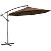 Outsunny Ombrellone Decentrato Ø3x2.5 m con Base a Croce e Manovella, in Acciaio e Poliestere color Caffè