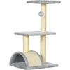 PawHut Albero per Gatti a 3 Livelli con Tiragraffi, Peluche e Sisal, 40x35x72 cm, Grigio Chiaro