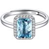 ChicSilver Anello Donna Argento 925 Regolabile con Acquamarina Blu Pietra Portafortuna Marzo, Anelli Donna Regolabili per Anniversario Compleanno Natale