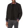 Tommy Hilfiger Bomber Leggero in Maglia a Coste Varsity Giacca Shell, Guscio Morbido Nero, L Uomo