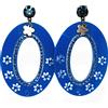 Bianco bijoux ORECCHINO A PERNO CON OVALE IN resina BLU
