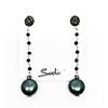 Sodini ORECCHINO A PERNO CON STRASS E perla schiacciata verde ART. 930169H