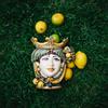 Ceramiche di Caltagirone Sofia Testa di Moro con Limoni h 25 cm — Donna, Verde e Arancio - 25 cm / Linea Verde e Arancio