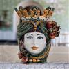 Ceramiche di Caltagirone Sofia Testa di Moro con Melograni h 40 cm — Donna, Verde e Arancio - 40 cm / Linea Verde e Arancio