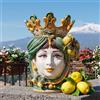Ceramiche di Caltagirone Sofia Testa di Moro con Limoni h 40 cm — Donna, Verde e Arancio - 40 cm / Linea Verde e Arancio