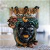 Ceramiche di Caltagirone Sofia Testa di Moro con Melograni h 40 cm — Maschio Moro, Verde e Arancio - 40 cm / Linea Verde e Arancio