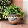 Ceramiche Sofia Stand Cachepot in Ceramica di Caltagirone — Plastico Sofia, Tricolore - 40 cm / Linea Blu e Arancio