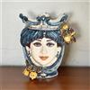 Ceramiche di Caltagirone Sofia Testa di Moro con Limoni h 25 cm — Donna, Mono Blu - 25 cm / Linea Mono Blu