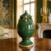 Ceramiche di Caltagirone Sofia Uovo con Piede in Ceramica di Caltagirone h 18 cm — Plastico Sofia, Verde Antico e Oro - 18 cm / Verde e Oro