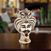 Ceramiche di Caltagirone Sofia Testa Tuareg h 16 cm, Madreperla Antichizzato | Ceramica Caltagirone - 15 cm / Madreperla Oro e Lustri / Uomo (Viso Bianco)