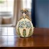 Ceramiche Sofia Stand Uovo a Personaggio Femmina in Ceramica di Caltagirone h 25 cm - Plastico Sofia, Tricolore - 25 cm / Linea Blu e Arancio