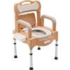 HPDTZ Sedia WC regolabile in altezza con braccioli per anziani con luce notturna e secchio di ricambio per casa, portata fino a 250 kg, comoda sedia da bagno con coprisedili rimovibili (marrone)