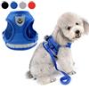 Zunea Imbracatura per Cane Piccolo Gatto Anti Tiro Step-in Regolabile Pettorina Cucciolo a Maglia Morbida Imbottita Gilet guinzaglio Set con Striscia Catarifrangente