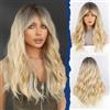HAIRCUBE Parrucca da Donna, Parrucca Lunga Riccia con Frangia,Parrucche per Donne in Platino Biondo,Capelli Sintetici Naturali,22 Pollici,Adatta per Halloween/Feste/Usura Quotidiana(Platino Biondo)