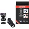Generic Kit obiettivo fisheye 3 in 1, grandangolo e macro per telefono, universale