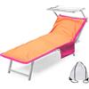 Tex family Telo Mare Lettino Teddy in Microfibra con Tasche Misura CM. 80 X 190 (Arancio)