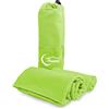 Tex family Set Asciugamani Microfibra 1+1 Viso e Ospite Salva spazio ultra assorbenti per Casa Viaggi Palestra (Verde acido)