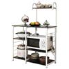 sogesfurniture Scaffale per Cucina in Acciaio Legno, 3 +4 Ripiani Carrello da Cucina per Microonde Forno, Scaffalature Organizzatore Salvaspazio, 90x42x130cm, Nero 172-BK-BH