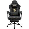 Andyou Sedia Gaming, Sedia da Ufficio Ergonomica, Sedie da Corsa Per PC, Pelle PU, Ampia Sedie Operativa Girevole Regolabile con Poggiapiedi, Carico 150 kg, Nero