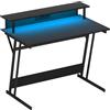 HOMCOM Scrivania Gaming con Luci LED e Supporto per Monitor, 100x60 cm Tavolo Gaming per Computer da 32 Pollici, Scrivania PC con USB, TYPE C e Telecomando per Ufficio, Studio e Casa, Nero