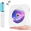 GAONAWAY Lettore CD portatile ricaricabile, Bluetooth lettore CD con altoparlanti, USB, AUX, lettore radio HIFI stereo, bianco senza fili Lettore musicale con telecomando