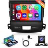 Rimoody 2G+64G Wireless Carplay Android Autoradio 2 Din per Mitsubishi Outlander 2/Peugeot 4007/Citroen C-Crosser 9 Pollici Autoradio con Android Auto GPS Navi WiFi Bluetooth FM/RDS/DAB Telecamera Posteriore