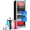 KLARSTEIN Beersafe XL - Refrigeratore Bevande, Frigorifero, Ripiani in Metallo, Porta a Vetro, Classe Energetica G, Libera Installazione, Frontale in Acciaio Inox, 201 L, Nero