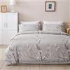Wotcsil Set Copripiumino Matrimoniale 240x220 Floreale Stampa Sacco Parure Copripiumino Matrimoniale con 1 x Copripiumino 220x240 cm e 2 x Federe 50x75 cm in Microfibra Grigio