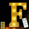 HONPHIER® Lettere lampada a forma di lettera con telecomando, lampada a LED, illuminazione lettera, luce notturna, decorazione per compleanno, festa, matrimonio (F)