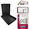 Honsell 14-99889-Set, Set da Artista in Scatola Nera con matite, 9 Accessori quaderno da Disegno DIN A4, Black, not defined