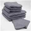Douceur d'Intérieur, Set di 2 guanti (15 x 21 cm), 2 asciugamani (50 x 90 cm) e 2 lenzuola da doccia (70 x 130 cm) in spugna unita, eleganza antracite