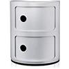 Kartell Componibili Contenitore 2 Elementi, Base Tonda, ABS, Argento, 32 x 32 x 40 cm
