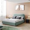 DEGHI Letto matrimoniale 160x190 cm in tessuto effetto maglia verde salvia con contenitore - Bradley