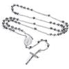 FaithHeart Collana Rosario Argento Uomo Cattolico Collana Donna Rosario San Benedetto San Cristoforo Perline Argento 66+16 CM Regolabile Regalo Religioso