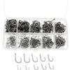 JZK 600 ganci assortiti misura 3 4 5 6 7 8 9 10 11 12, ami da pesca in acciaio al carbonio con occhi, piccoli ami da pesca con barba, ami da pesca a cerchio con scatola di plastica