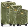 CRASH BAGGAGE Icon Set | 3 Trolley rigidi da Viaggio (S + M + L) Valigie di Design Italiano con Chiusura TSA e 4 Ruote girevoli EASY LIFE KIT in Omaggio 3 Custodie per Valigia (3 Pezzi) Green Olive