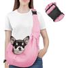 Pawaboo Borsa a Tracolla per Cani con Fibbia Regolabile Portacarte a Mani Libere, Guinzaglio di Sicurezza per Cuccioli e Gatti, Tracolla Extra Larga Porta-Animali, Fino a 12 Lbs, Rosa