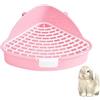 GYWHOOFT Bagno da coniglio, 24.8 * 20.5 * 10.5CM con griglia Vasino Triangolare Scatola per biancheria da letto angolare Scatola per toilette Pet Pan per piccoli(rosa）
