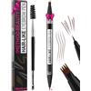 iMethod Microblading - Matita per sopracciglia 2 in 1, doppia finitura, con 4 micro applicatore a punta forchetta e punta precisa del pennello per sopracciglia naturali, Reddish Brown