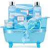 Body & Earth Set Regalo Donna da Bagno Doccia 7 Pezzi, Lozione Corpo, Sali da Bagno, Candela Profumata, Idee Regalo Donna, Compleanno, Anniversario o Festa Della Mamma, San Valentino per lei