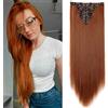 TESS Extension Capelli Clip 58 cm, Extension con Clip Liscio Castagna 18 Clips 8 PCS Extension Clip Capelli 140g Capelli Finti