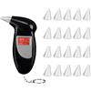 SKIKHN Tester di Alcol, Etilometro Portatile con 20 Boccagli, Alcol Test Display LCD Rosso Digitale, Tester di Alcool Professionale, Tester di Polizia con Allarme Acustico per Uso Domestico e Polizia