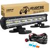 RIGIDON 8D 20 Pollici 50cm 420W Barra Led Fuoristrada, Con 12V Cablaggio y Magnetico Supporto, Barra Luce Led Esterno Per Auto Trattore Camion SUV 4x4 Veicoli Offroad, 6000K Fari Luci di Lavoro