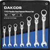 DAKCOS Set di chiavi combinate metriche a cricchetto con testa flessibile, 7 pezzi, 6-17 mm, CR-V