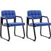 CLP Set di 2 sedie per visitatori Canada B con imbottitura e rivestimento in similpelle I Sedie per sala d'attesa con braccioli e struttura in metallo, Colore:blu