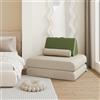 LELEFIDO Divano letto pieghevole convertibile, divano letto portatile con 1 cuscino rotondo e 1 cuscino posteriore, grigio, microfibra, schiuma ad alta densità, 76 x 76 x 82 cm