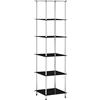 prissent Scaffale a 6 Livelli Nero 40x40x160cm in Vetro Temperato Vetrina Espositiva da Terra Scaffalatura Mensole Industrial Librerie Angolare Scaffali in Legno Mobiletto Multiuso con Ripiani
